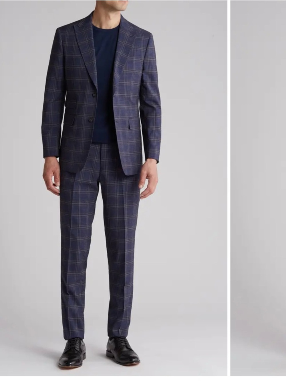 Zara Navy Plaid Suit Jacket and Trousers